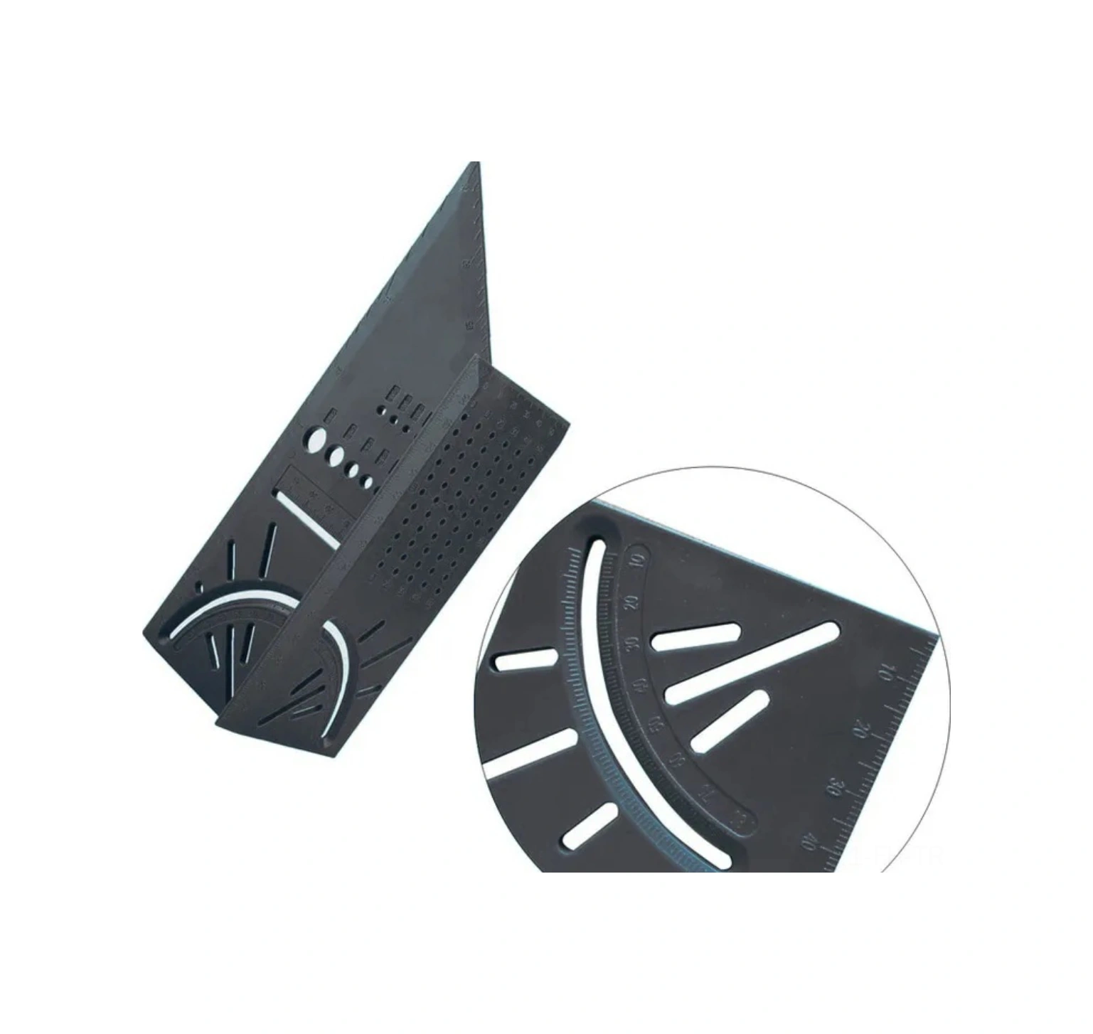 Folinda Ahşap İşleri İçin 200mm X 60mm Abs Plastik Açı Çizgili Ölçü Çubuğu - 20 ,45 ,75 Açıları, Çift Ölçek Ve Delikli Tasarım