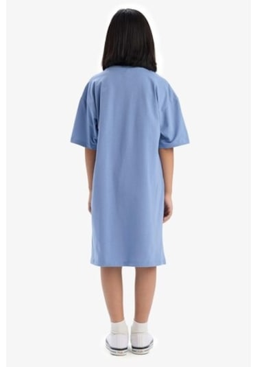 DeFacto Kız Çocuk Oversize Geniş Kalıp Bisiklet Yaka Baskılı Kısa Kollu Yazlık Elbise E5805A825HSBE418 DeFacto Kız Çocuk Oversize Geniş Kalıp Bisiklet Yaka Baskılı Kısa Kollu Yazlık Elbise E5805A825HSBE418