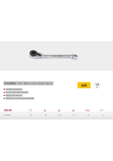 Ceta Form F26-Br2 1-4" Bits Cırcır Kolu No.2