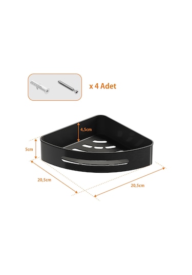 Aqua Bagno Smart Köşe Süngerlik 20x20 Cm. ,mat Siyah