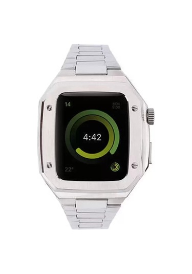 Newface Apple Watch Uyumlu 45mm Metal Petek Kasalı Kordon - Gümüş