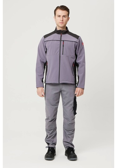 Allium Softshell Mont Suya Dayanıklı Rüzgar Kesici İç Astarlı Gri-siyah