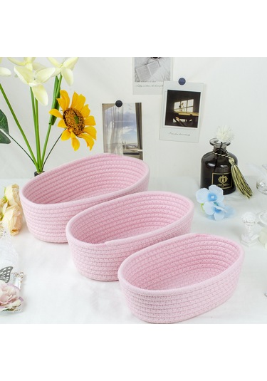 Yystore Oval Saklama Sepeti Pamuk Halat Dokuma M030-1285 Çok Amaçlı Organizasyon