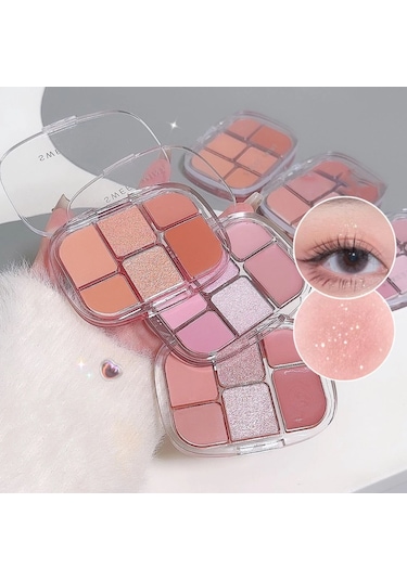 Altı Renkli Mat Pembe Göz Farı Paleti Glitter Mat Göz Farı Yalan İpekböceği 02 9.4g C01