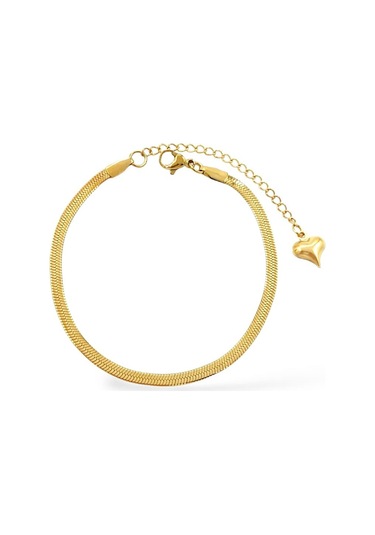 Gold İtalyan Zincir Çelik Bileklik Altın - Gümüş