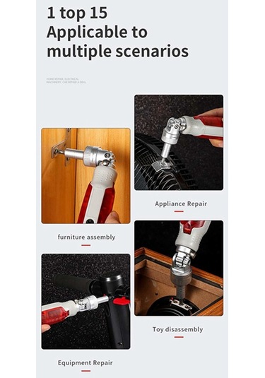 Leasetake Çok Açı Çift Yönlü Cırcırlı Tornavida Seti 15'i 1 Arada Torx Manyetik Tornavida Ucu Hassas Tornavidalar B