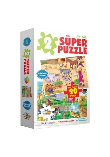 2 Süper Puzzle / Çiftlik Hayvanları – Vahşi Hayvanlar (Kutulu)