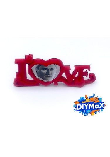 Love Yazılı Fotoğraf Tutucu Stand Kırmızı Dekoratif Fotoğraf Çerçevesi