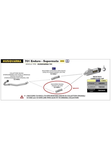 Arrow Husqvarna 701 Enduro/supermoto Ara Boru 17-20