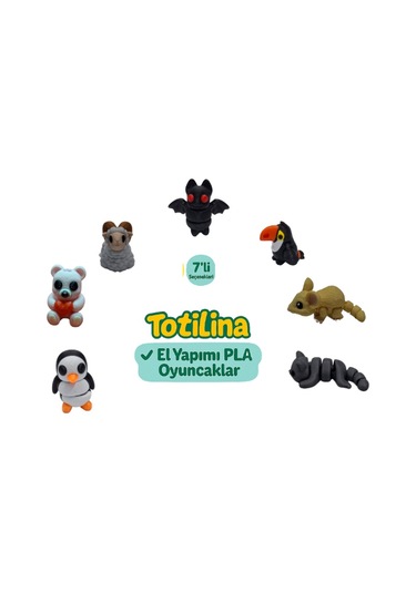 7'li Set Yarasa Tukan Kuşu Fare Kedi Penguen Ayı Koç