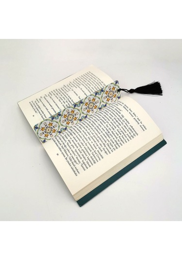 Italyan Desen Baskılı, Püsküllü Kitap Ayracı Hediyelik Bookmark,ayraç-132