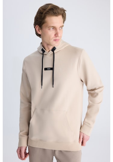 Twn Slim Fit Bej Düz Örgü Pamuklu Sweatshirt 5ece247020042 Bej