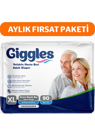 Giggles Yetişkin Bel Bağlamalı Hasta Bezi Extralarge 3 x 30'Lu