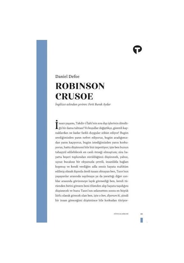 Robinson Cruose - Daniel Defoe - Turkuvaz