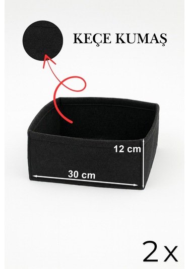 Keçe Çekmece Ve Dolap Düzenleyici Organizer Seti 6 Parça Siyah, Çok Amaçlı Düzenleyici Kutular Siyah