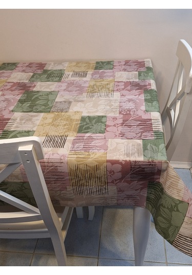 Elyaflı Pvc Muşamba - Desenli Silinebilir Masa Örtüsü Yeşil Fnt1246 Yeşil