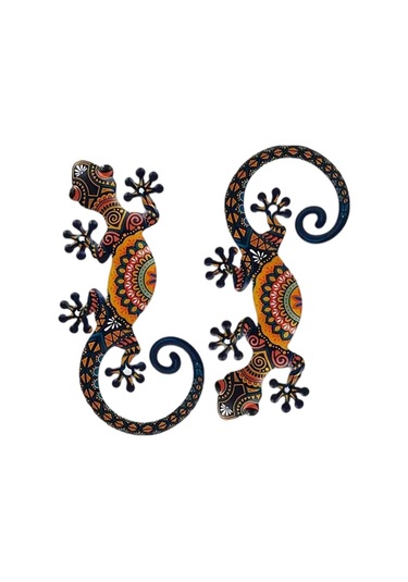 Homyl 2x Metal Gecko Duvar Sanatı Dekoru 5.91" İç Mekan Yükseklik 15cm