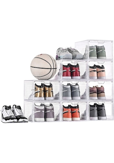 Yaklaşık 46 Numara Yüksek Bilekli Spor Ayakkabı Ayakkabı Kutusu, Şeffaf, Oksidasyon Önleyici, Plastik A