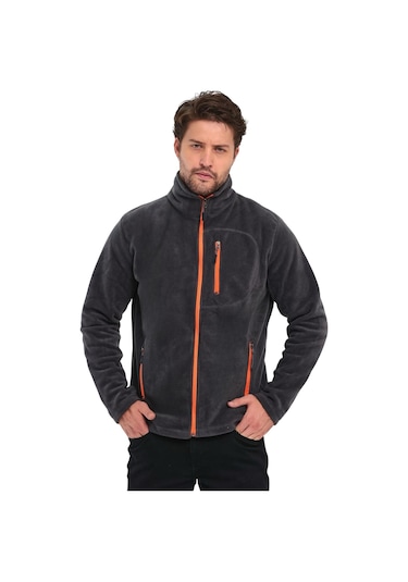 Genius Store Erkek Tam Fermuarlı 3 Cepli Outdoor Polar Ceket Tactical Flecee Polar Füme