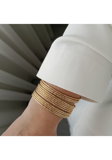 Lente Aksesuar Xuping Gold Kesme Model Ajda Bilezik 3'lü Set Altın - Gold