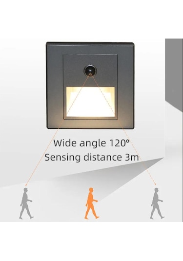 Sıcak Beyaz Kızılötesi Hareket Sensörü Merdiven Işıkları Kapalı Açık Merdiven Basamağı Duvar Lambası 3 W Gömme Led Aplik 55024390 Sıcak Beyaz