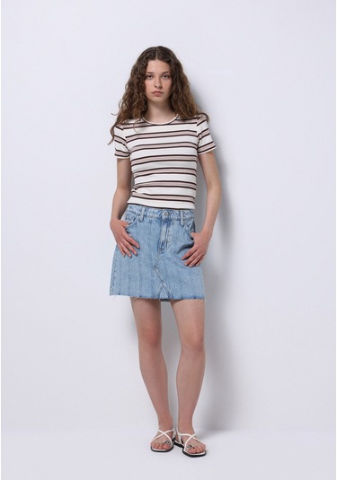 Colins Regular Fit Çizgili Fermuarlı Kadın Mavi Etek Cl1074983 Q1.v1 Dn44348 Denim Colins Regular Fit Çizgili Fermuarlı Kadın Mavi Etek Cl1074983 Q1.v1 Dn44348 Denim