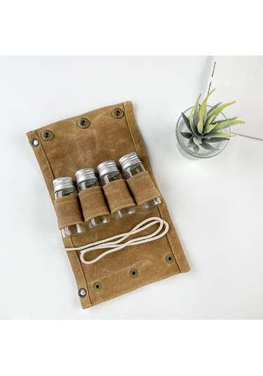 Pazly Kamp Baharat Kutusu Seti - Cam Kavanoz Ve Şişeler Haki Renk Haki