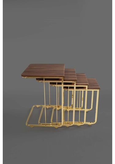 Tekerlekli Veys Sehpa Gold 4 Lü Zigon Sehpa - Orta Sehpa - Yan Se (550705007)