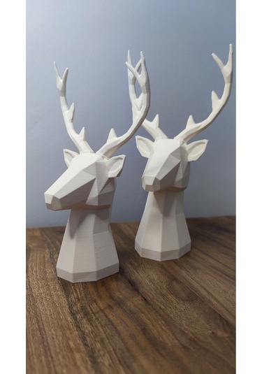 2 Li Set Geyik Figürlü Modern Dekoratif Hediyelik Biblo Kemik Beyazı 22cm/19cm Gizzstore Home