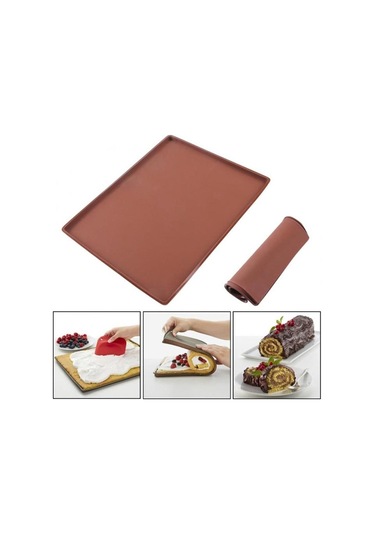 Jms 1 Adet Yapışmaz Silikon Pişirme Mat Kek Rulo Pişirme Araçları Kahverengi