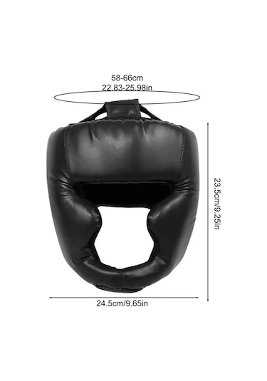 Tam Kapalı Kalınlaşmış Boks Kaskı Erkek Kadın Yetişkin Karate Siyah