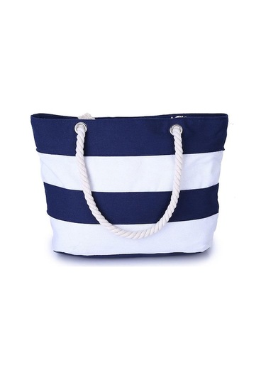 Novahub Kalın Keten Halat Saplı Çizgili Tuval Plaj Çantası - Büyük Kapasite Kırmızı Beyaz - Seyahat Alışveriş İçin Kadınlar İçin Kırmızı - Beyaz