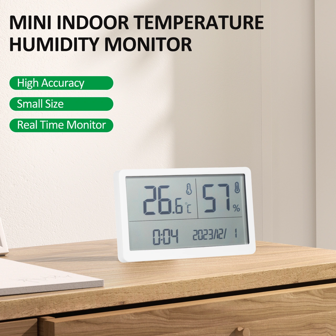 Geeroyoo Ev İçi Kullanıma Yönelik Yüksek Hassasiyetli Beyaz Lcd Ekranlı Sıcaklık Ve Nem Ölçer - Cr2032 Pil İle Teslim Edilir