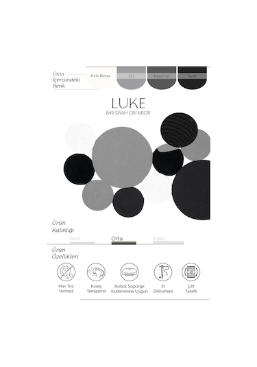 Cool Halı Luke 849 Siyah Beyaz Oval Halı Paspas Bohem Örgü Hasır Kilim Mutfak Balkon Banyo Halısı