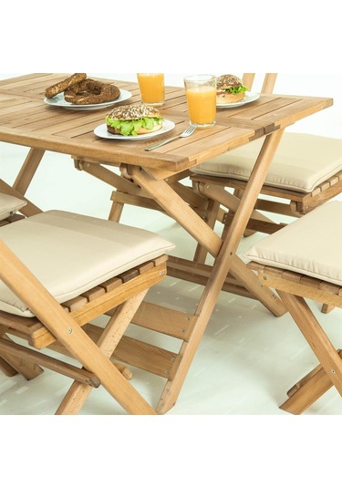 Flat Katlanır Ahşap Bahçe Balkon Masası 70x53 Bej