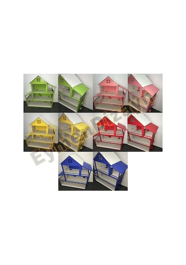 İsimli Ahşap Oyun Evi 60Cm + Kumbara - Pembe Beyaz