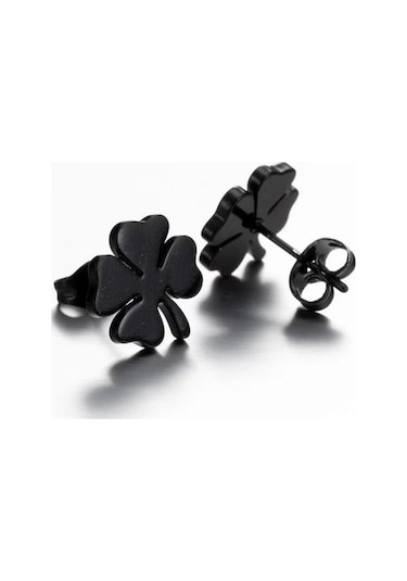 Gümüş Mizaç Basit Şanslı Çim Küpe Dört Yapraklı Yonca Küpe Paslanmaz Çelik Küpe Gümüş