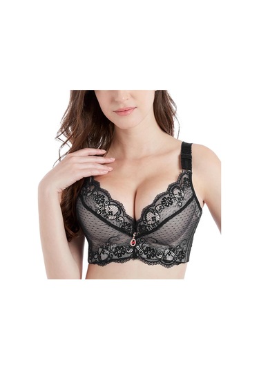 Siyah Fallsweet Eklemek İki Fincan Sütyen Balenli Push Up Yastıklı Sütyen Kadınlar İçin Dantel Artı Boyutu Sütyen Siyah