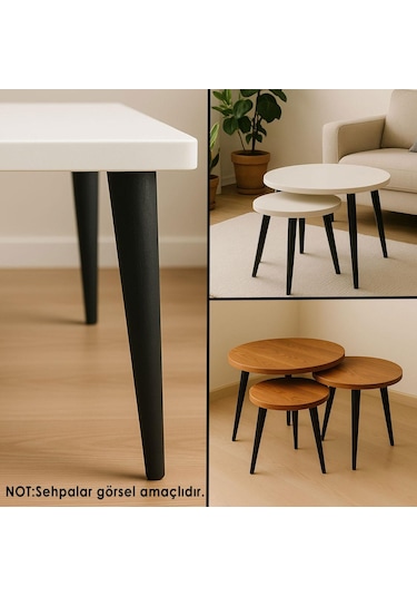 Ahşap Ayak 35 Cm Siyah M8 Civatalı Bağlantı Aparatlı Mobilya Tabure Sehpa Masa Destek Ayağı Siyah