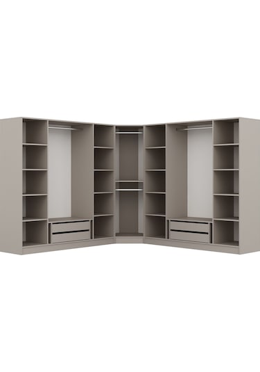 Kale 9 Kapaklı 4 Çekmeceli Köşe Dolap Kumtaşı Mebran İlkbahar 190cm Bej