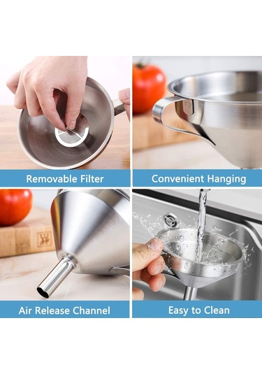 Filtreli Paslanmaz Çelik Huni – 110 Mm - 1 Adet/Paket