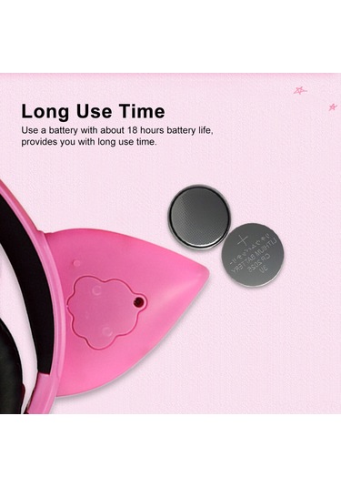 Teltree Lx-x109 Tilki Kulaklı Kulaklık, Işıklı Kulaklar, Katlanabilir, 3.5mm Bağlantı, Pembe Renk