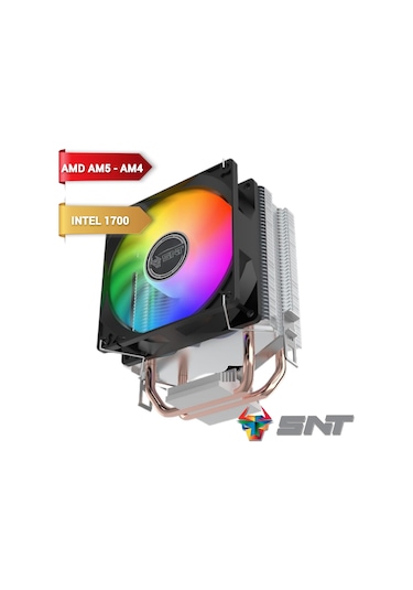 Snt Lc-200a-b Rgb 2 Bakır Borulu Siyah Kule Tipi Cpu Soğutucu - Yüksek Performans