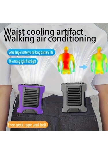 Xuweiwei 8000mah Taşınabilir Bel Fanı Boynu Askılı Gri 3ü 1 Arada Usb Şarj Kemer Ev Ofis İçin 3 Hızlı Soğutma Fanı