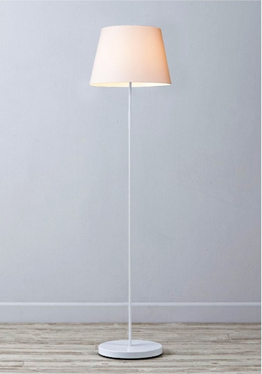 Beyaz Metal Ayaklı Lambader Konik Kumaş Abajur Ml714