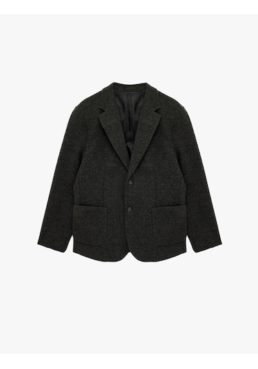 Koton Uzun Kollu Cepli Mono Yaka Kaşe Blazer Ceket Antrasit 6sam50004hw Antrasit