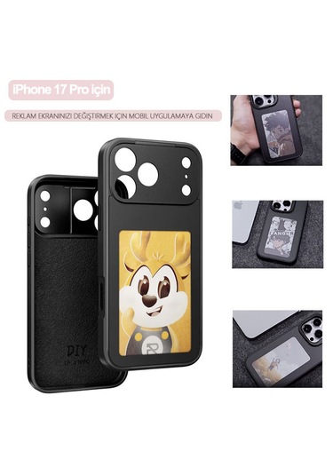 İphone 17 Pro Dört Renkli E-mürekkep Ekran Telefon Kılıfı - Siyah Siyah