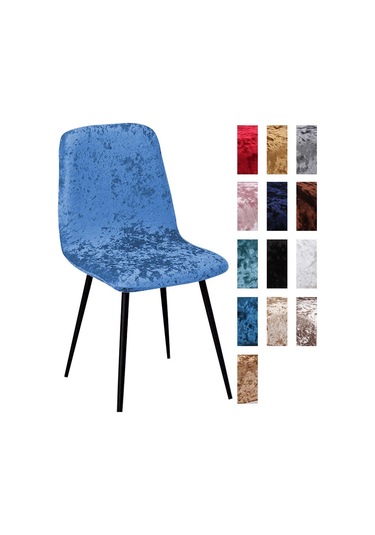 Koyu Mavi Parlak Kadife Sandalye Örtüsü Bar Sandalyesi Örtüsü Kısa Sandalye Örtüsü Oturma Odası Koltuk Örtüsü