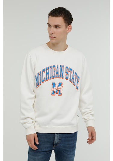 Superfly Michigan State Bisiklet Yaka Erkek Sweatshirt Spf101232313117 Çok Renkli