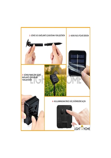 Lighthome Güneş Enerjili Işıklar 50 Led Sarı Opak Küre 8 Modlu Parti Bahçe Dekoratif Aydınlatma 7 M